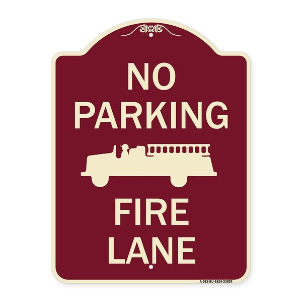 Signmission No Parking Fire Lane with Graphic Heavy-Gauge Aluminum Architectural Sign, 24" x 18", BU-1824-23624 A-DES-BU-1824-23624 - main